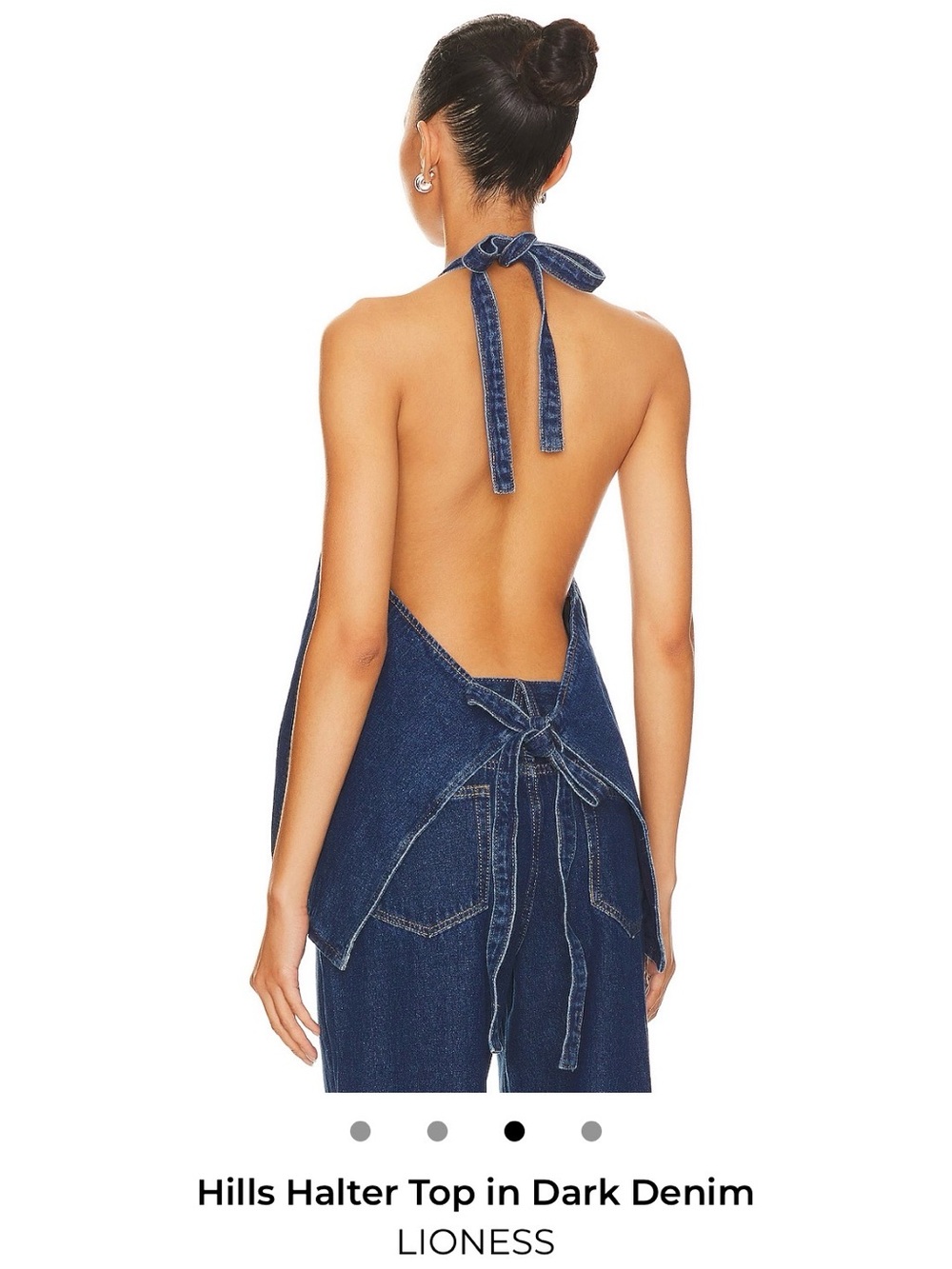 Lioness Dark Blue Halter Denim Top - Picture 2 of 3